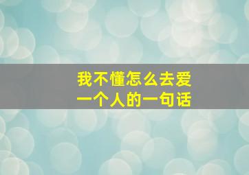 我不懂怎么去爱一个人的一句话