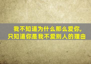 我不知道为什么那么爱你,只知道你是我不爱别人的理由