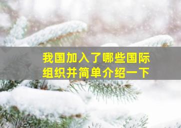 我国加入了哪些国际组织并简单介绍一下