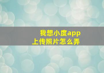 我想小度app上传照片怎么弄