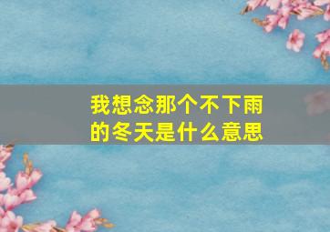 我想念那个不下雨的冬天是什么意思