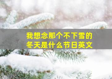 我想念那个不下雪的冬天是什么节日英文