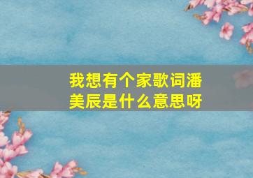 我想有个家歌词潘美辰是什么意思呀