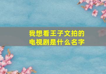 我想看王子文拍的电视剧是什么名字