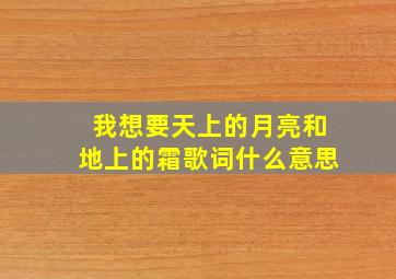 我想要天上的月亮和地上的霜歌词什么意思