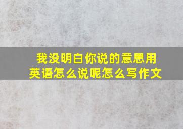 我没明白你说的意思用英语怎么说呢怎么写作文