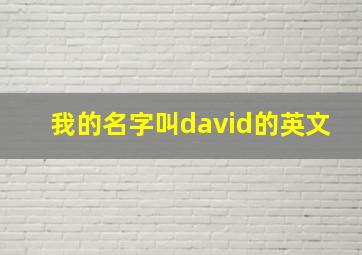 我的名字叫david的英文