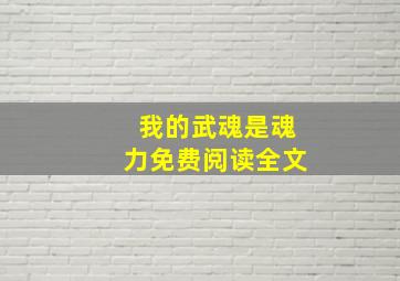 我的武魂是魂力免费阅读全文