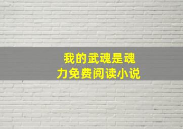 我的武魂是魂力免费阅读小说