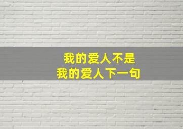 我的爱人不是我的爱人下一句