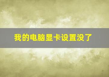 我的电脑显卡设置没了