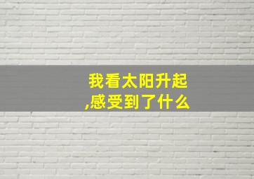 我看太阳升起,感受到了什么