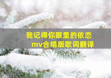 我记得你眼里的依恋mv合唱版歌词翻译