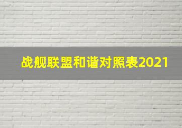 战舰联盟和谐对照表2021