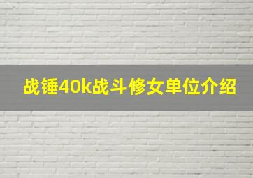 战锤40k战斗修女单位介绍