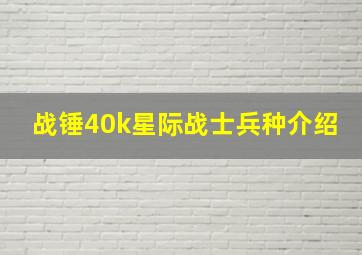 战锤40k星际战士兵种介绍