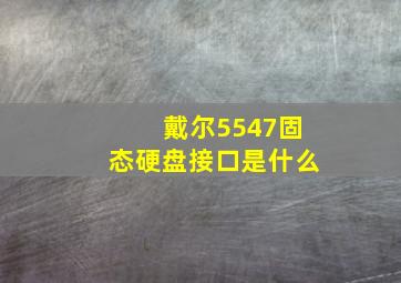 戴尔5547固态硬盘接口是什么