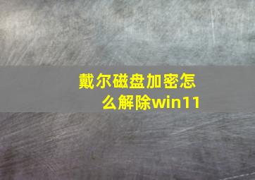 戴尔磁盘加密怎么解除win11