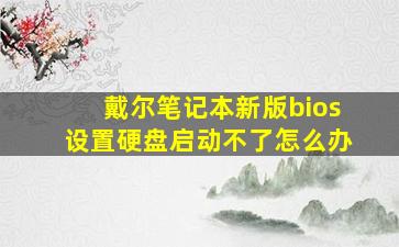 戴尔笔记本新版bios设置硬盘启动不了怎么办