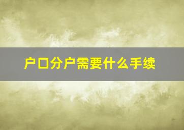 户口分户需要什么手续