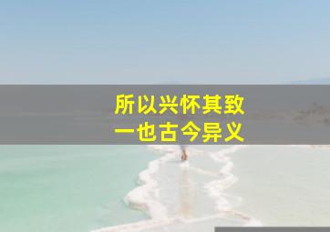 所以兴怀其致一也古今异义