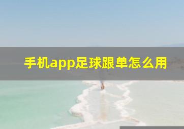 手机app足球跟单怎么用