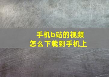 手机b站的视频怎么下载到手机上