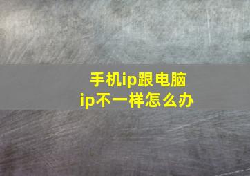 手机ip跟电脑ip不一样怎么办