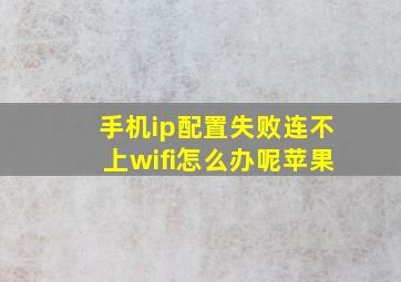 手机ip配置失败连不上wifi怎么办呢苹果