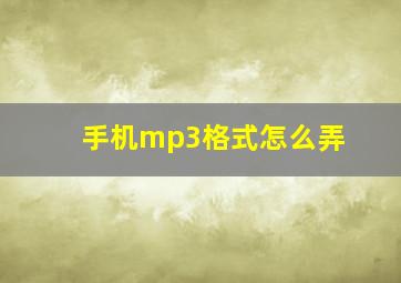 手机mp3格式怎么弄