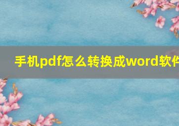 手机pdf怎么转换成word软件