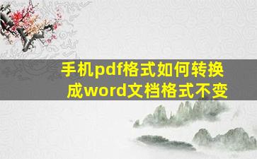 手机pdf格式如何转换成word文档格式不变