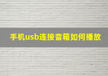 手机usb连接音箱如何播放