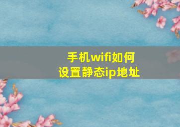 手机wifi如何设置静态ip地址