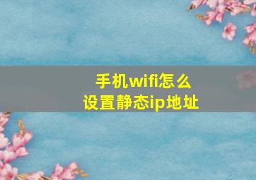 手机wifi怎么设置静态ip地址