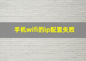 手机wifi的ip配置失败