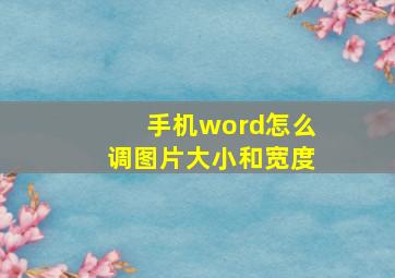 手机word怎么调图片大小和宽度