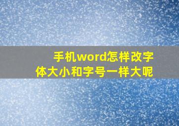 手机word怎样改字体大小和字号一样大呢