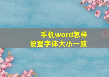 手机word怎样设置字体大小一致