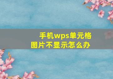 手机wps单元格图片不显示怎么办