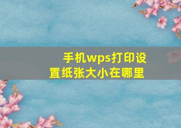 手机wps打印设置纸张大小在哪里