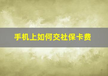 手机上如何交社保卡费