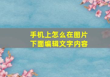 手机上怎么在图片下面编辑文字内容