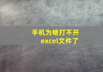 手机为啥打不开excel文件了