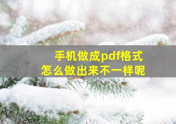 手机做成pdf格式怎么做出来不一样呢