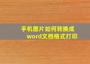 手机图片如何转换成word文档格式打印