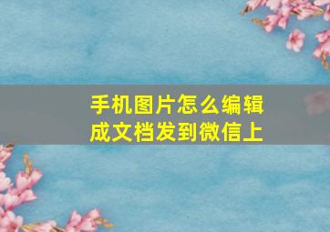 手机图片怎么编辑成文档发到微信上