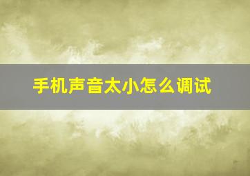 手机声音太小怎么调试