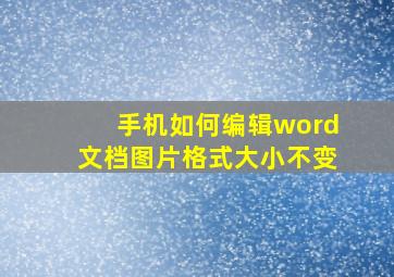 手机如何编辑word文档图片格式大小不变