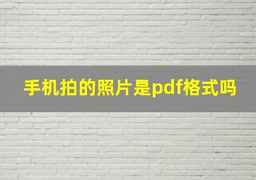 手机拍的照片是pdf格式吗